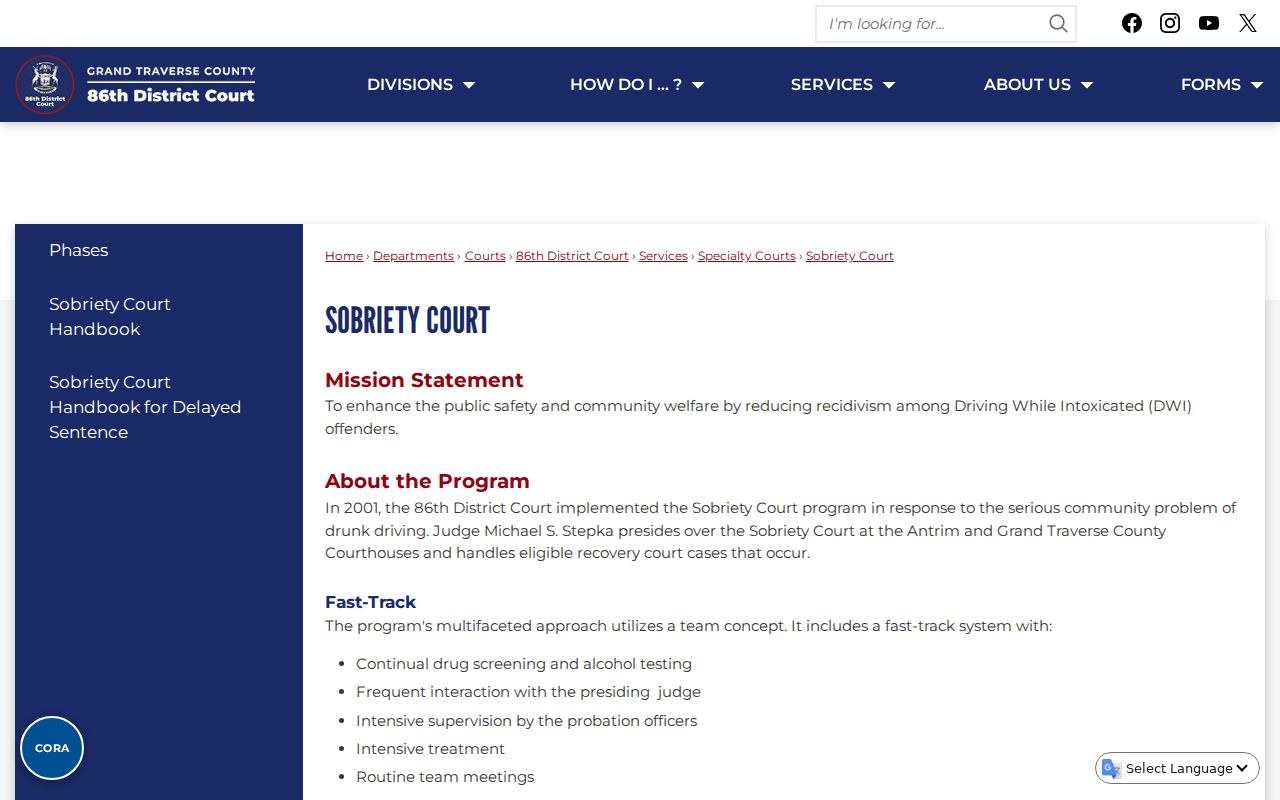 Leelanau County criminal docket sobriety court information