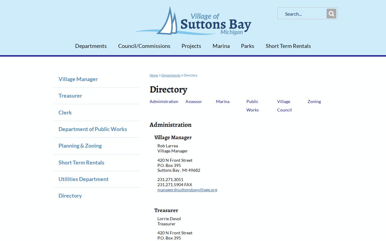 Suttons Bay Leelanau court records and village directory contacts